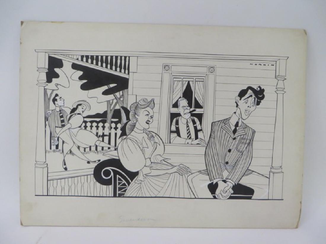 Sam Norkin. Original Illustration. Sgd.: Seventeen. Information at the reverse about the production. Kenneth Nelson, Ann Crowley, King Caldor Signed and with a nOrkin backstamp. 14 1/2"H. x 20"W
