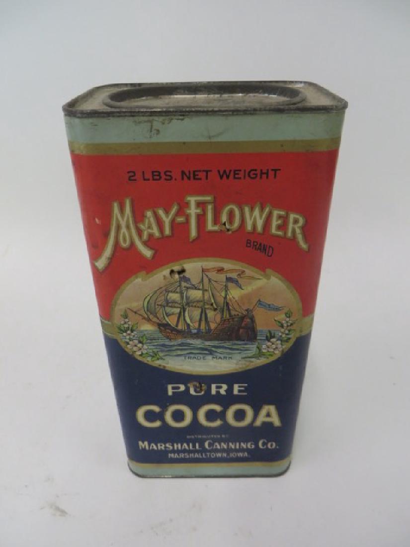 Mayflower Brand Pure Cocoa Tin: Distributed by Marshall Canning Co. Marshalltown, Iowa. 10" H x 4 3/4" W