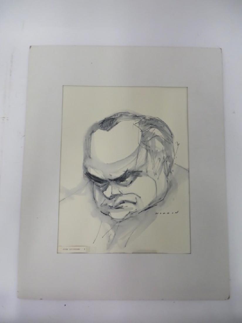Sam Norkin Watercolor. Signed.: Jose Quintero. Signed. Note on the back in Sam Norkin's hand writing. "Drawn at the Drama Desk Luncheon" 13" x 10"