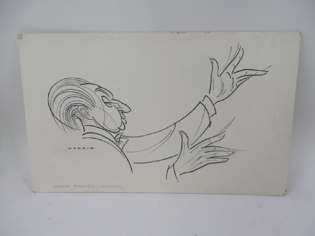 Sam Norkin Pen and Ink Illustration Sgd.: Leopold Stokowski. Signed Norkin. 11 /12" x 19"