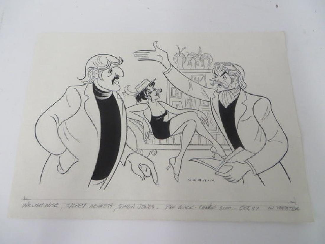 Sam Norkin. Original Illustration. Sgd.: William Wise, Sydney Bennett, Simon Jones. "The Quick Change Room: Oct. '97. Signed. 13 1/4" x 18 1/2"