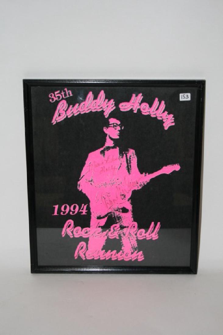 35th Buddy Holly Reunion Silkscreen Sgd: Rock and Roll Reunions. Signed by Maria Elena Holly and Don McLean. 14-1/2" x 12-1/2"