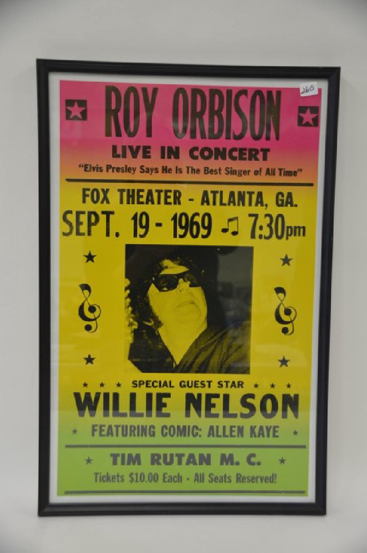 Ray Orbison Willie Nelson 1969 Theatre Poster: 1969 Fox theatre Poster Special Guest Star Willie Nelson 23"H. x 14 3/4"W