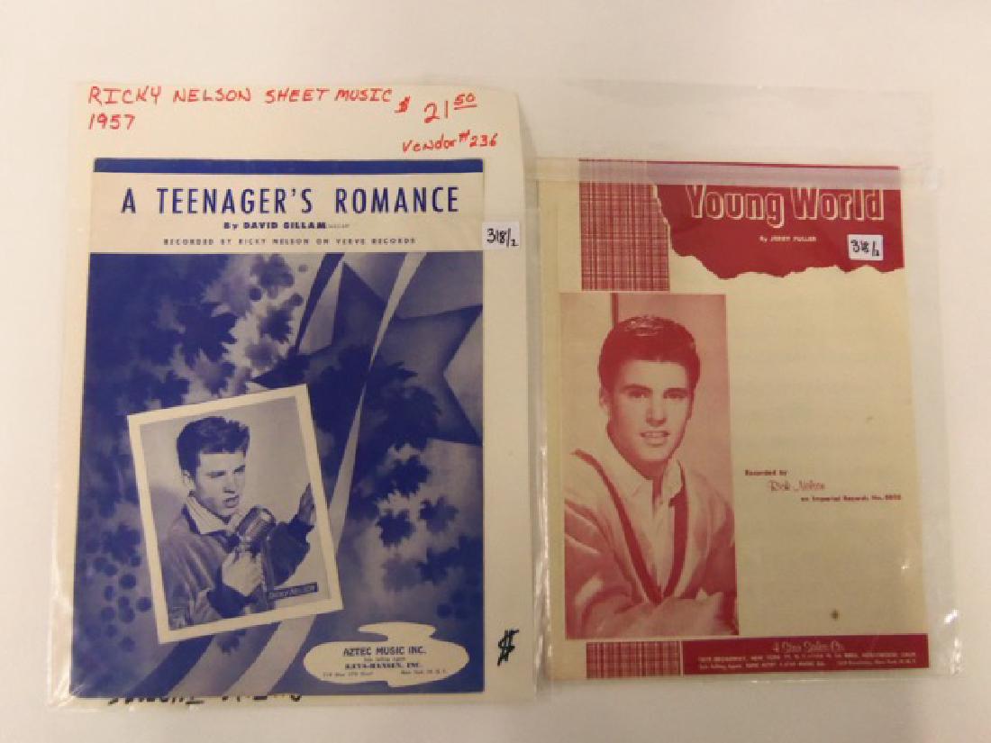 Ricky Nelson Sheet Music 1957 (2): A Tennager's Romance Aztec Inc and Young World recorded on Imperial Records No. 5805