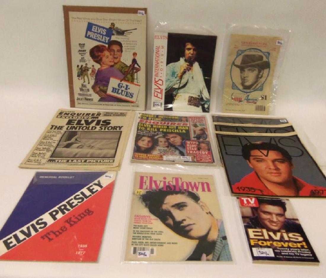G. I. Blues Ad and other Elvis Ephemera (11): Oversized magazine advertisement for G. I. Blues; Elvis International Forum Sprint 1994; ElvisTown Vol. 1 1991-1992; The Enquirer August 1996 and Sept. 6, 1977 (the last picture); Elvis Supplements to