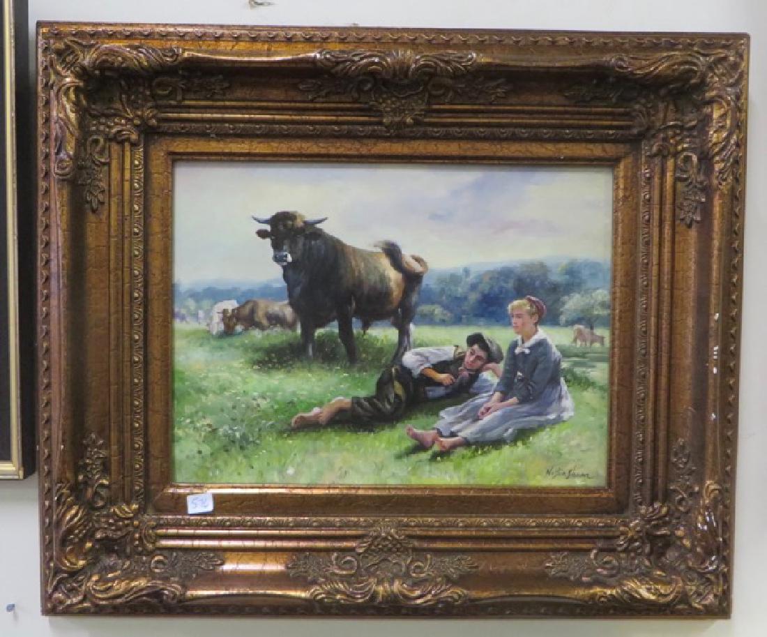 N. Bingham.  Oil on Tin.  Signed (1 of 2)