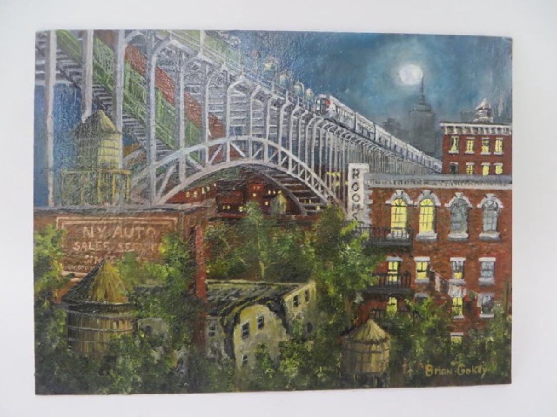 Brian Gokey.  Oil. New York City Bridge. Signed (1 of 3)