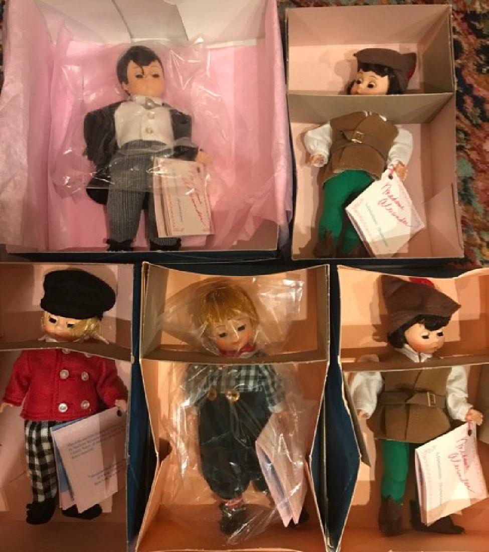 Madame Alexander Dolls (7): All 8" dolls. Robin Hood (2); Tommy Snooks; Tommy Tittlemouse; Bridegroom; Jack and Jill