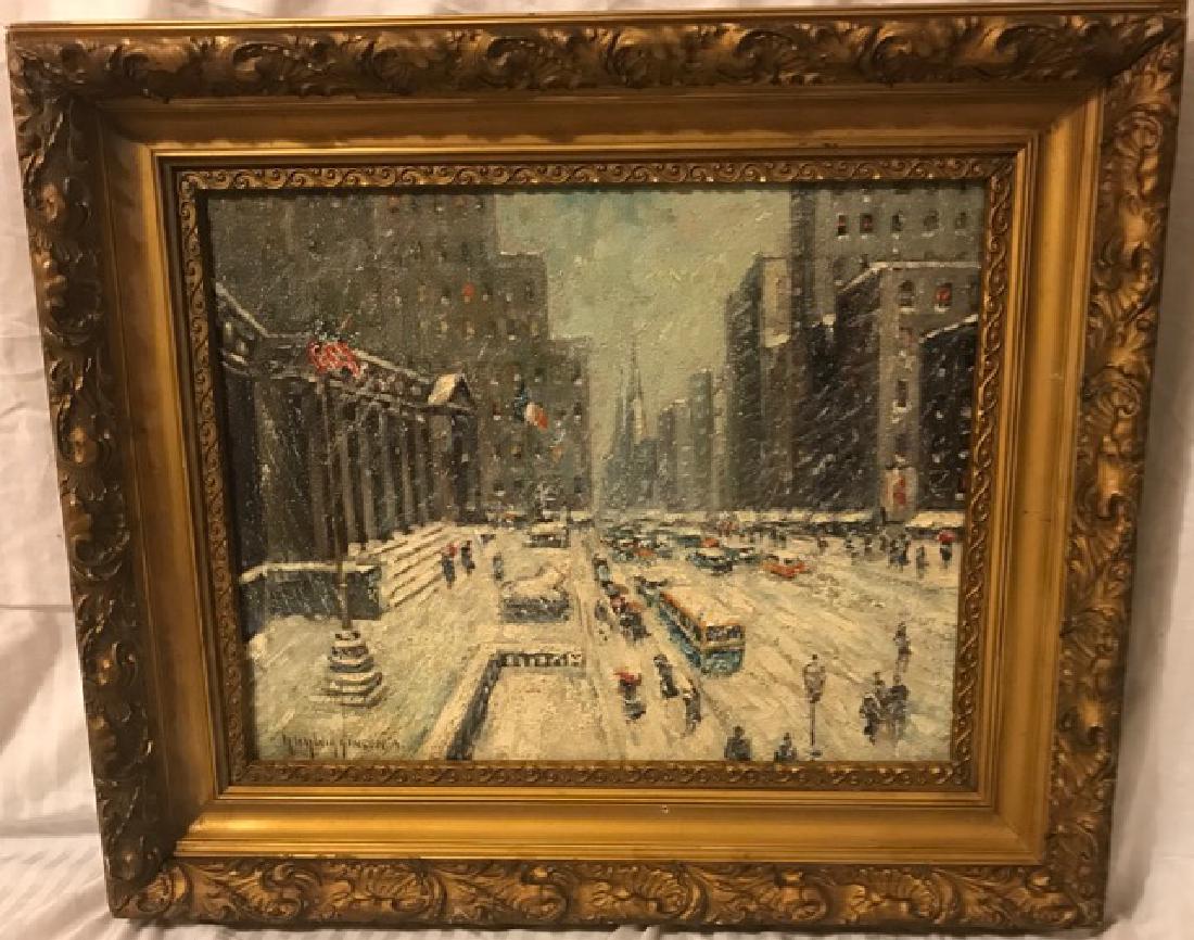 Guy Wiggins. Oil. NYC Scene Sgd. (1 of 3)