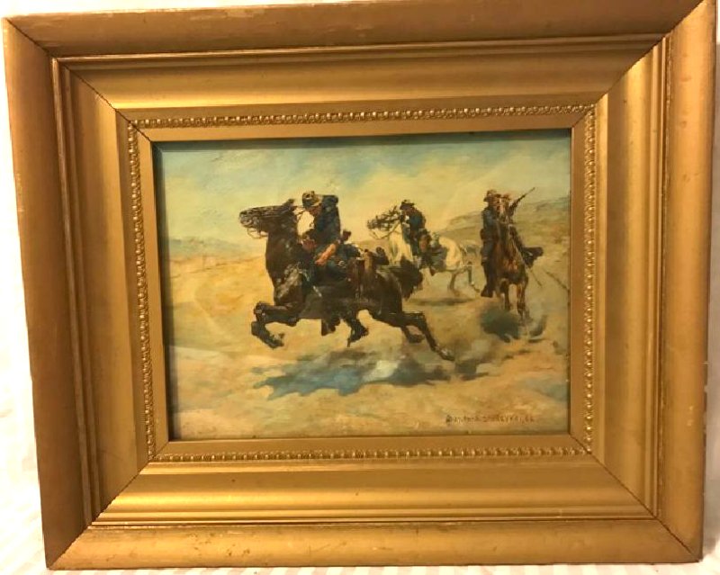 Charles Schreyvogel. Oil. "My Bunkie" Sgd. (1 of 3)