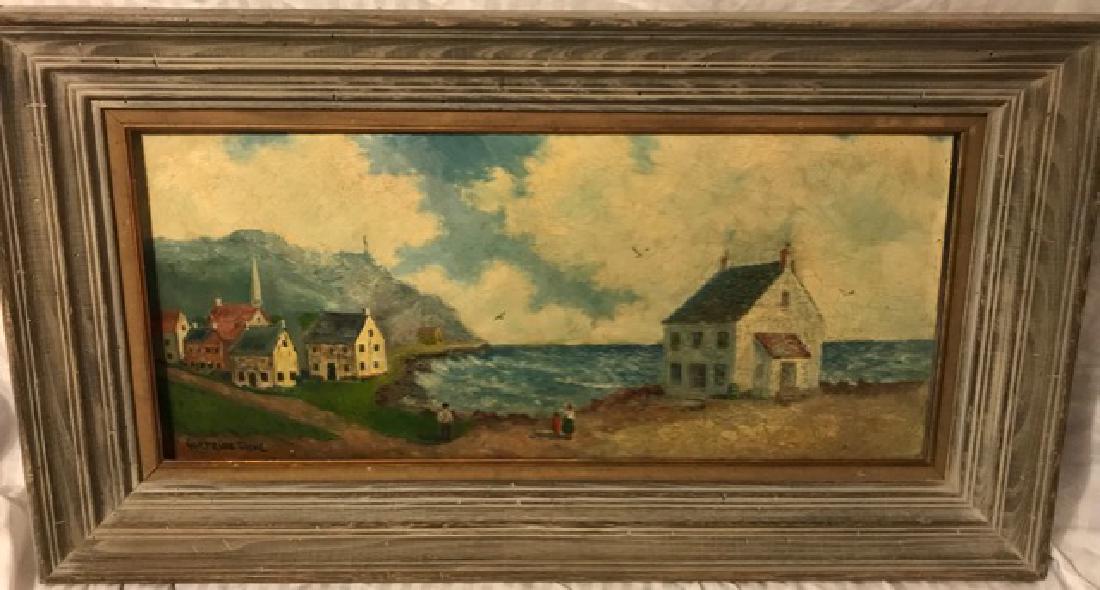 Gertrude Fiske. Oil. Town Scene. Sgd. (1 of 3)