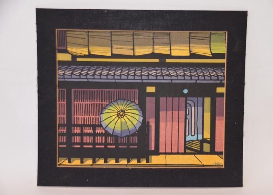 Japanese Woodblock Print Hand Colored Sgd. C. Karhm L. (1 of 4)