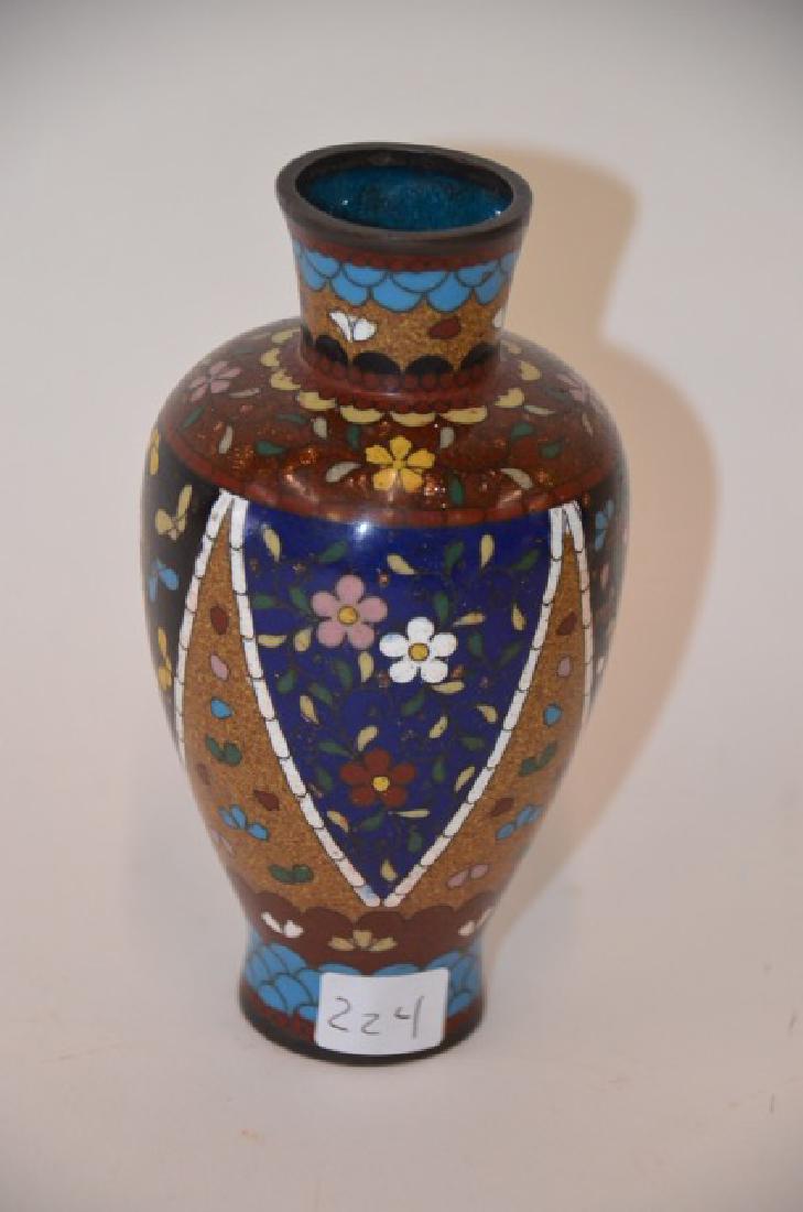 Antique Chinese Cloisonne Vase: Multi colored decoratons.