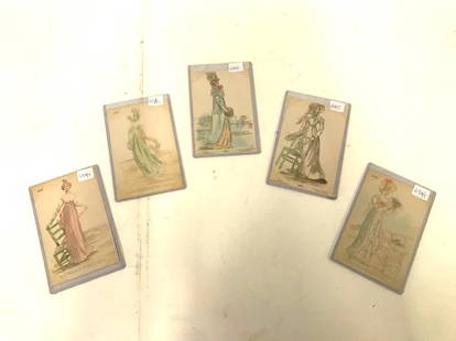 Henri Boutet Postcards (5): Henri Boutet Postcards, fashion renderings, "D'Apres Les Modes Du XIX Siecle. Five in the lot, 1808, 1810, 1812 and 1814. Unused. No division at the backside.