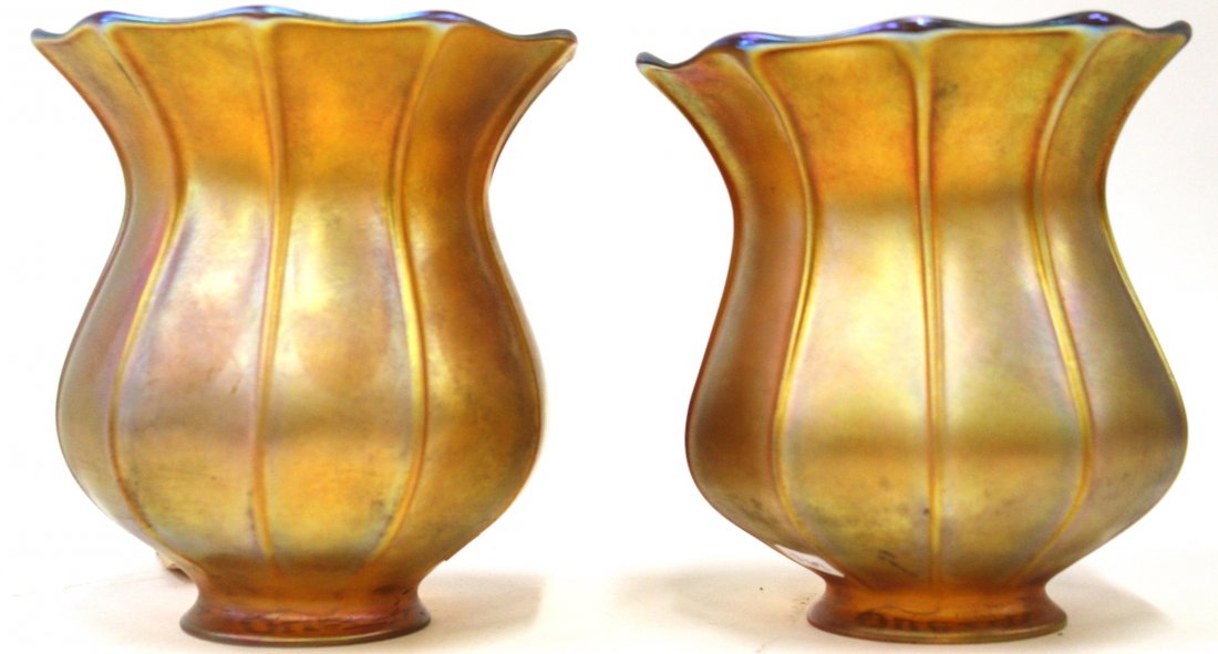 Pr. Quezal Signed Art Glass Shades (1 of 3)