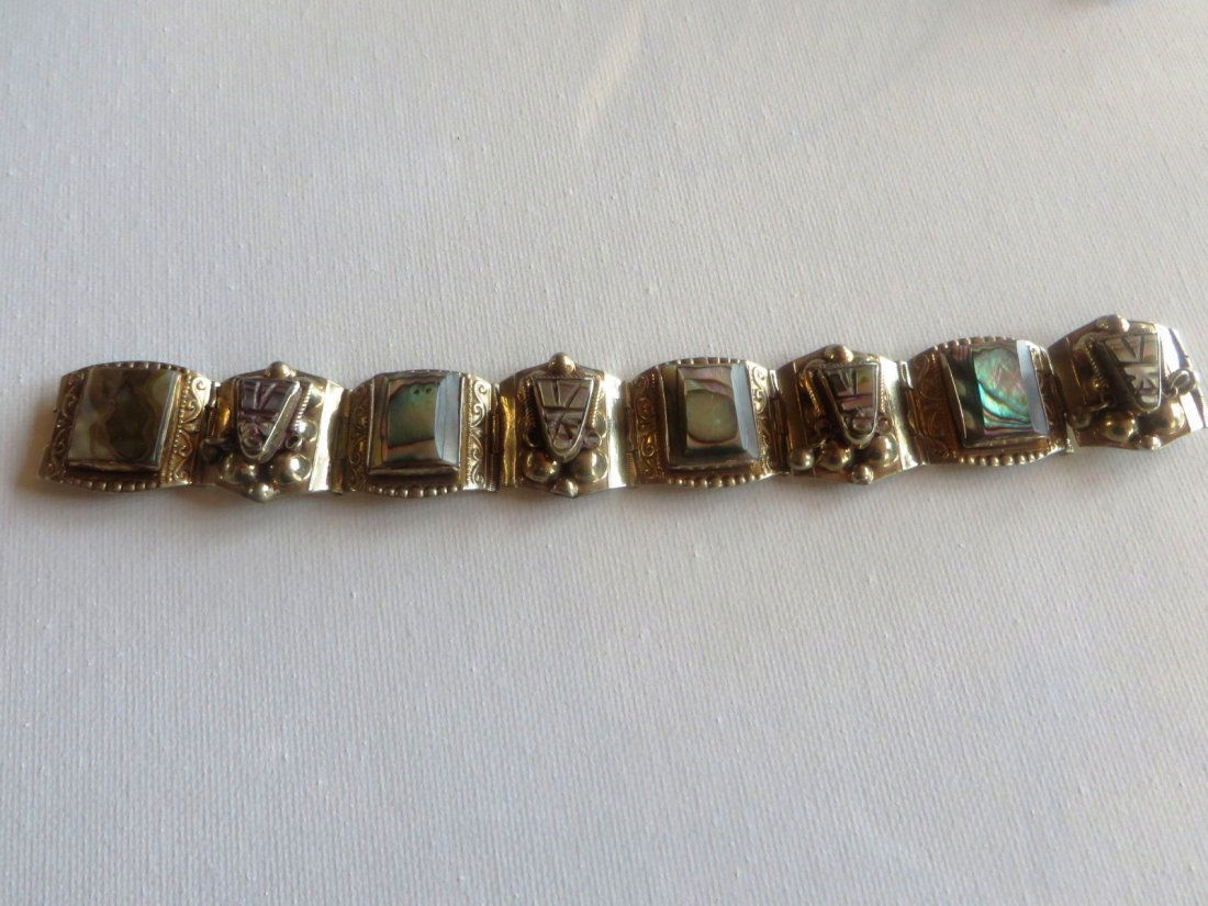 Vintage Mexican Sterling Silver Abalone Bracelet (1 of 12)