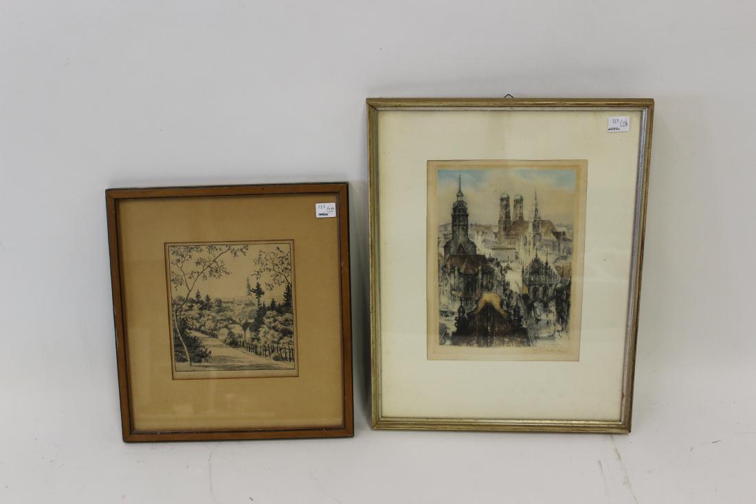 Two Antique Etchings and a Print (3) (1 of 6)