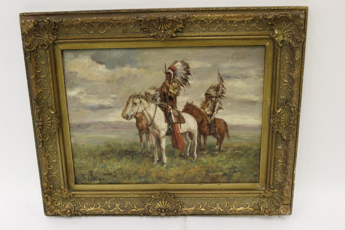 W.R. Leigh. Oil. Indian Warriors. Signed. (1 of 3)