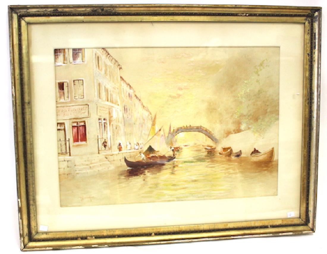 R. H. Burfoot. Watercolor. Venetian Scene. Signed (1 of 3)
