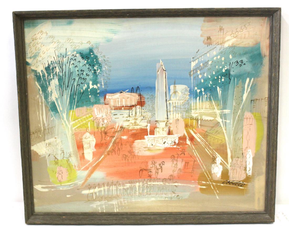 Charles Cobelle. Oil . Plaza Scene. Signed. (1 of 3)