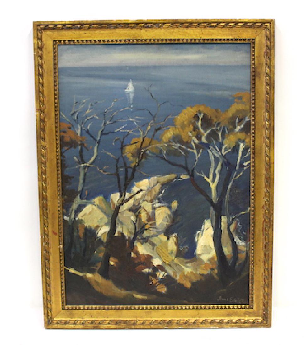 Anne Estelle Rice. Oil. Coastal Scene. Sgd. (1 of 3)