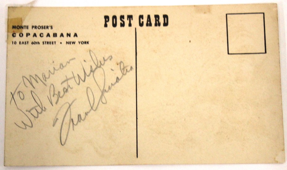 Frank Sinatra Autograph Copacabana Card (1 of 3)