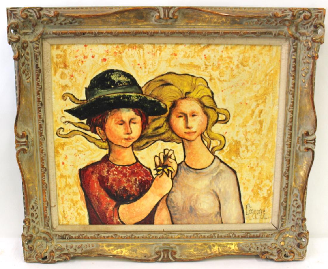 Don Cincone. Oil. Mid Century Modern. Daisy Party. Sgd. (1 of 4)