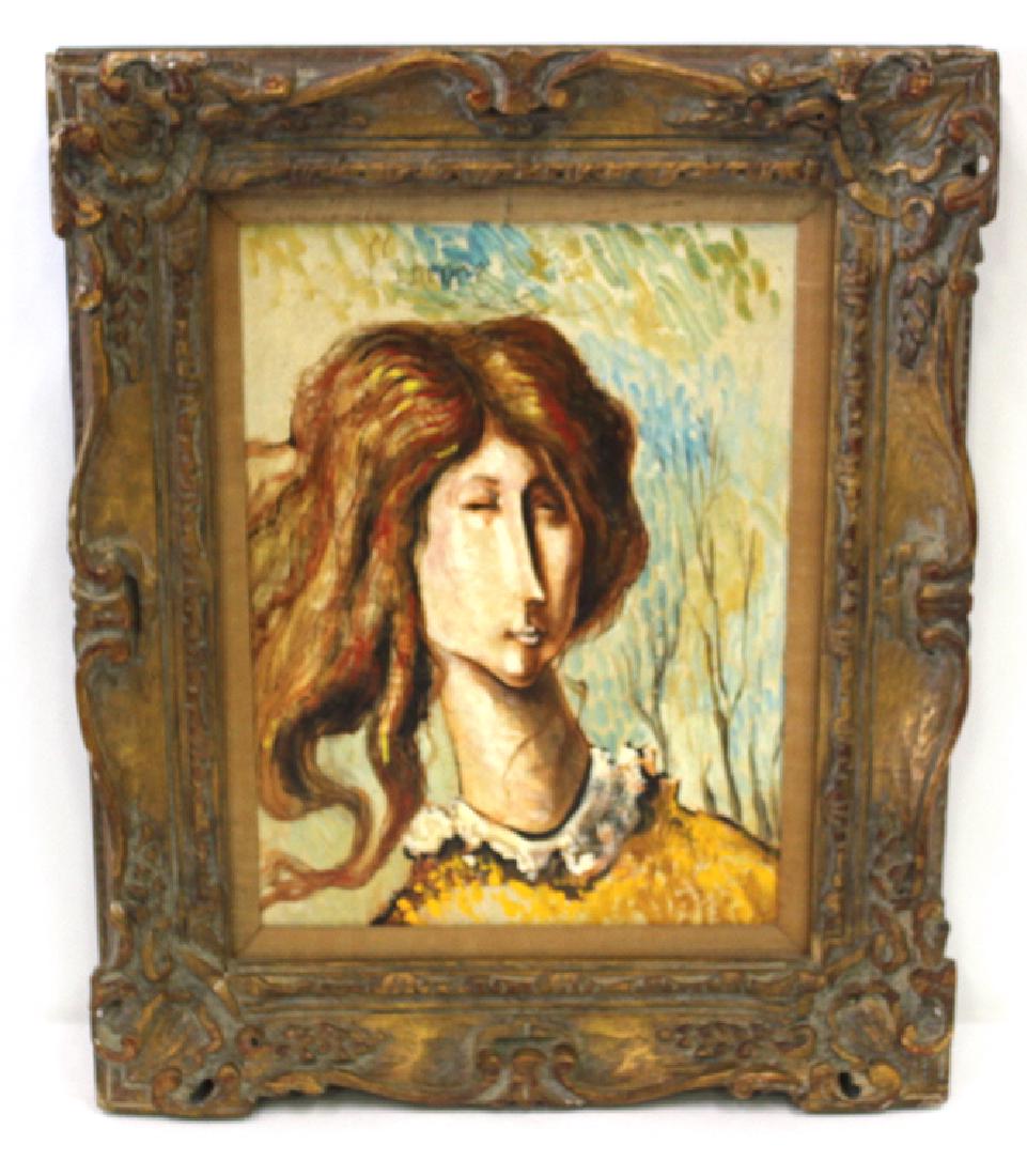 Don Cincone. Mid Century Modern.Girl Portrait. Sgd.: Sgd. Cincone. Mid-Century Modern Portrait of a Young Girl. Signed Upper middle Cincone. Gilt frame.