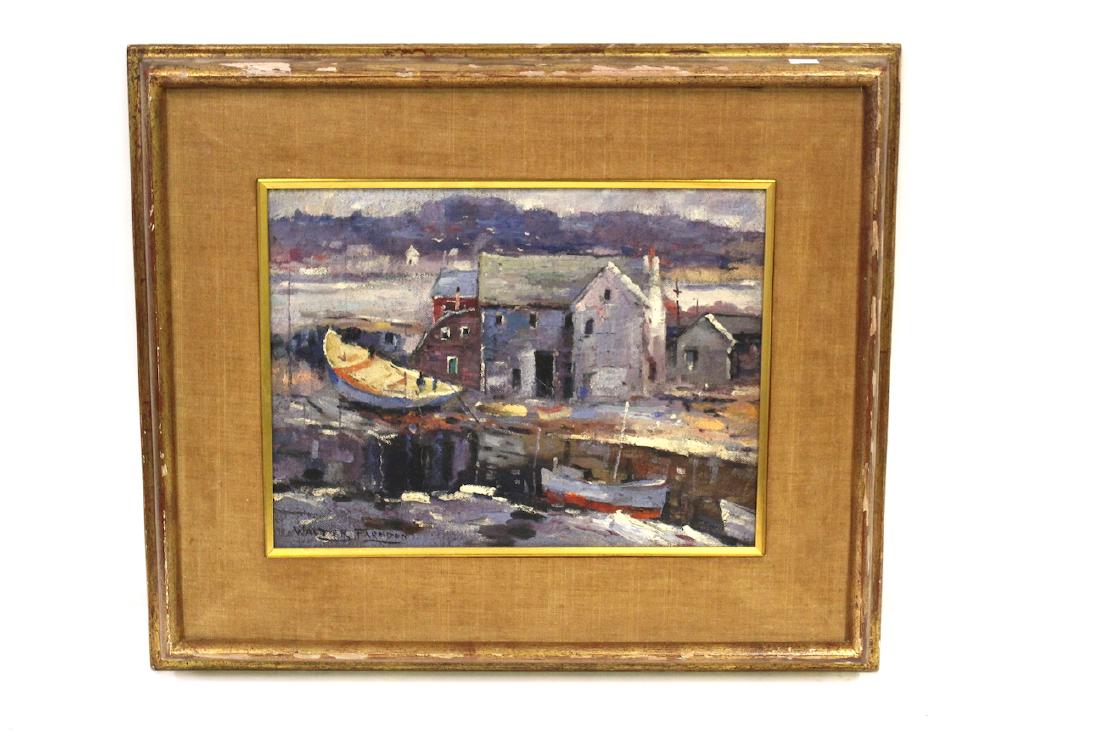 Walter Farndon. Oil. Harbor Scene Sgd (1 of 3)