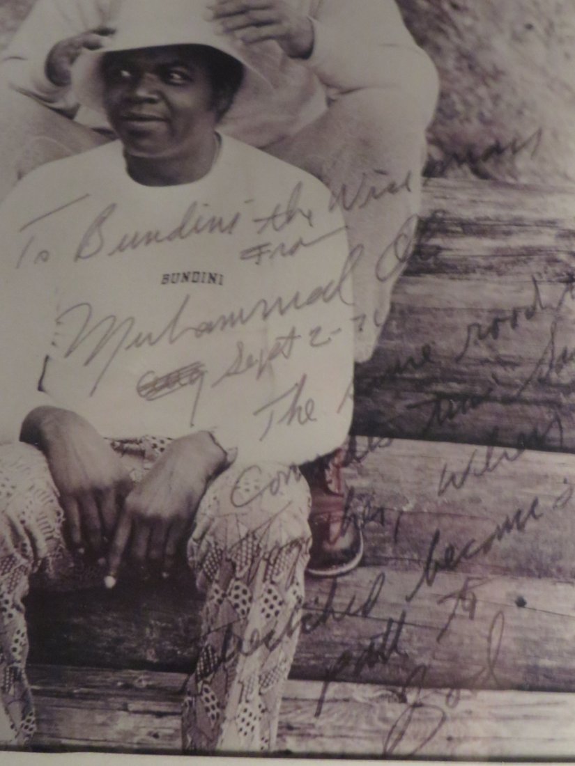 Muhammad Ali & Bundini Signed Photograph: Framed B&W Photograph of Muhammad Ali and Bundini with a personal message written by Ali to Bundini and autographed. Sept. 2-76.