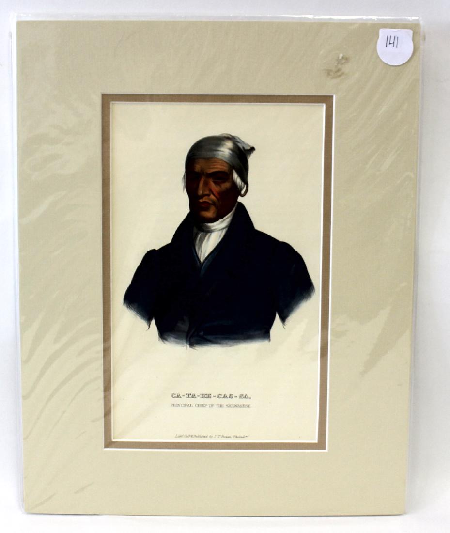 Mckenney and Hall Indian Lithograph: McKenney and Hall Indian Lithograph. Ca-Ta-He-Cas-Sa - Principal Chief Of The Shawanese. From Thomas L. McKenney and James Hall, The History of the Indian Tribes of North America, Philadelphia, 1842-1