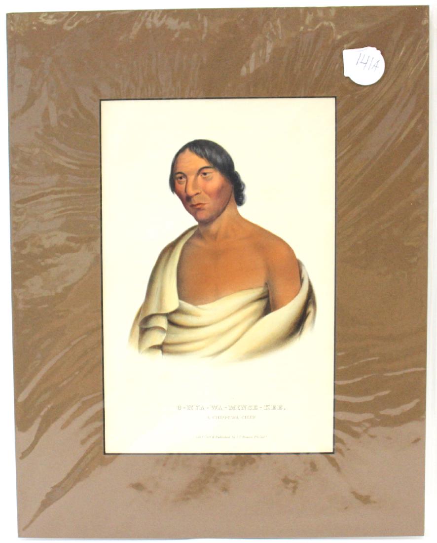 Mckenney and Hall Indian Lithograph: McKenney and Hall Indian Lithograph. O-Hya-Wa-Mince-Kee - Chippewa Chief. From Thomas L. McKenney and James Hall, The History of the Indian Tribes of North America, Philadelphia, 1842-1870. Octavo. Wi