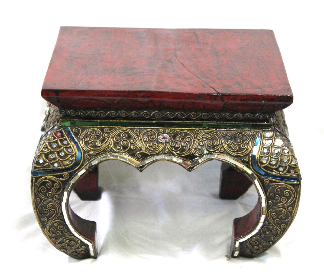 Thai Mirrored Lacquered Footstool (1 of 3)
