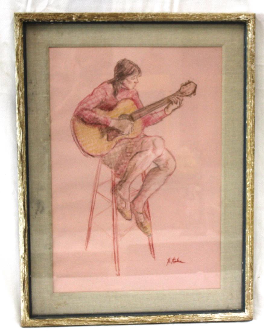 Susan B. Kahn Mixed Media . Self Portrait . Sgd.: Mixed Media of pastel and conti-crayon ex. ACA gallery offered at $650. Most illustrious student of Moses Soyer. On paper, Susan B. Kahn sgd. L. R. S. Kahn. Framed. 22 3/4"H. x 15 3/4"W