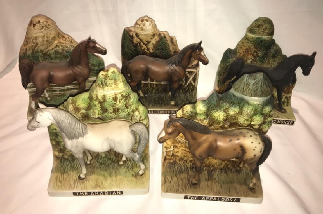 Grenadier Standing Horses Bottles (5): American Saddle Bred (small chip on tip of ear); American Thoroughbred; The Tennessee Walking Horse; The Arabian; The Appaloosa. All 1978 editions. All approx. 9" high