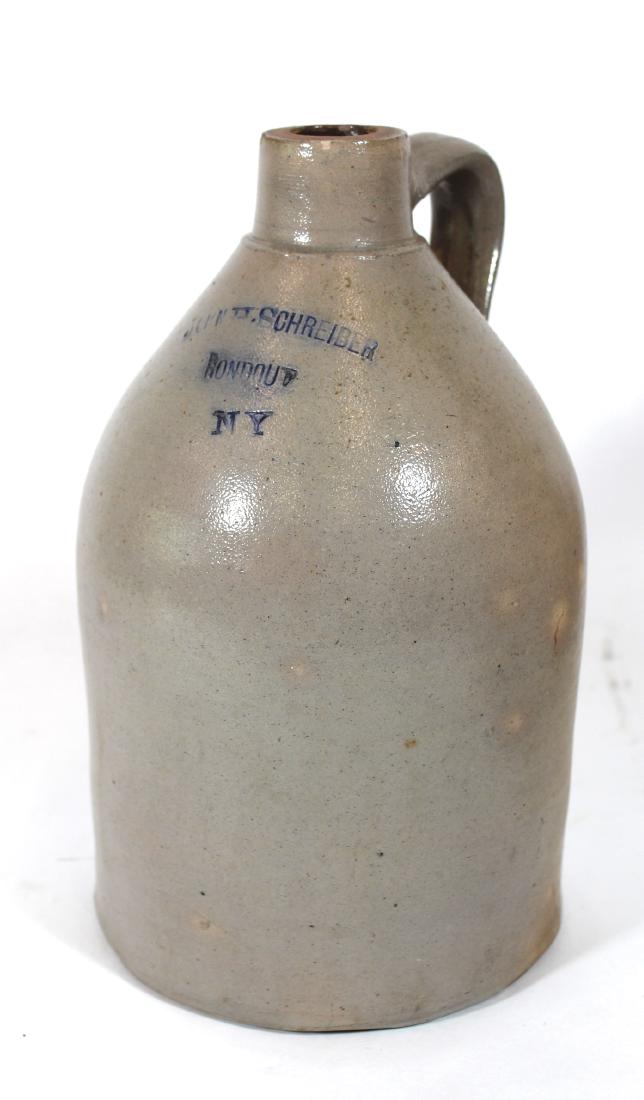 Stoneware Jug. John H, Schreiber Roundout NY (1 of 2)