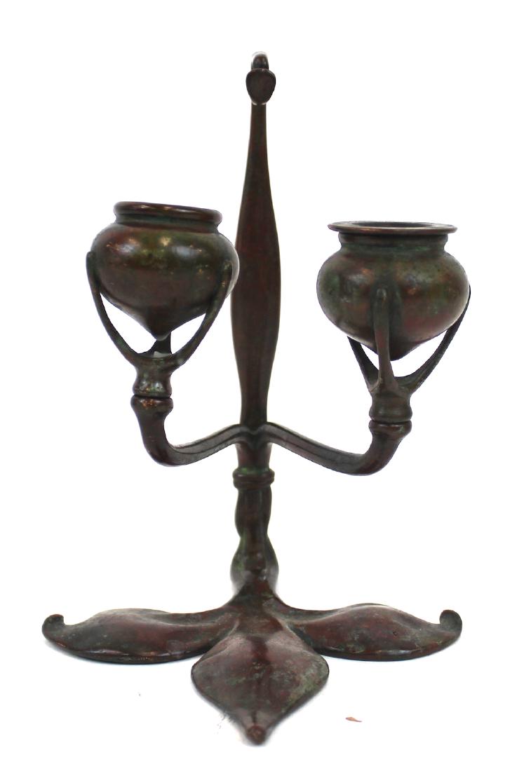 Tiffany Studios Bronze Double Candlestick (1 of 6)
