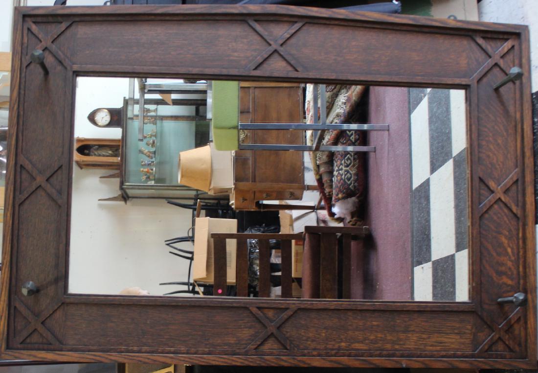 Arts and Crafts Mission Oak Wall Mirror (1 of 3)