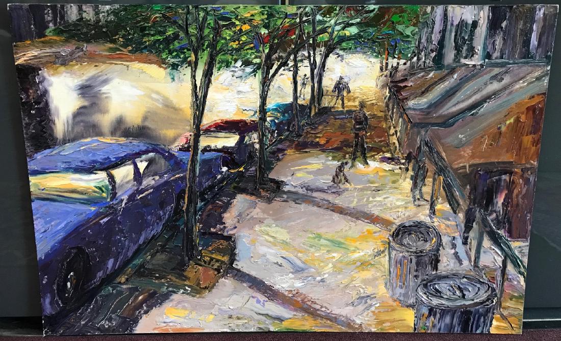 Arthur Robins. Oil. "Night Shadows" East Village NYC (1 of 2)