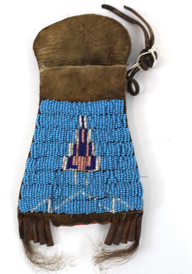 American Indian Hide and Beadwork Pouch (1 of 3)
