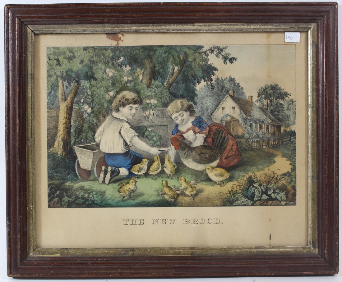 19th Century Lithograph "The New Brood." (1 of 3)
