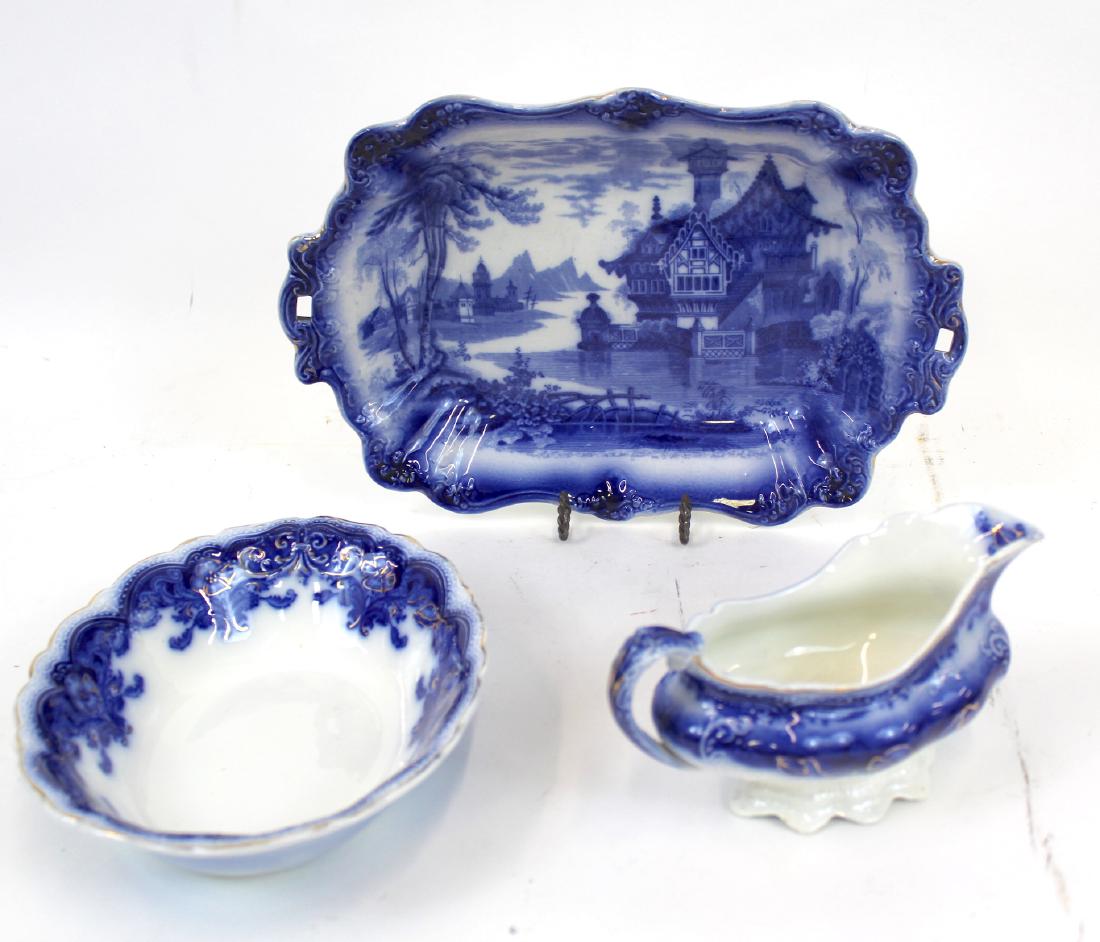Flo-Blue Scenic Bowl & a Second & Gravy Boat (3) (1 of 6)