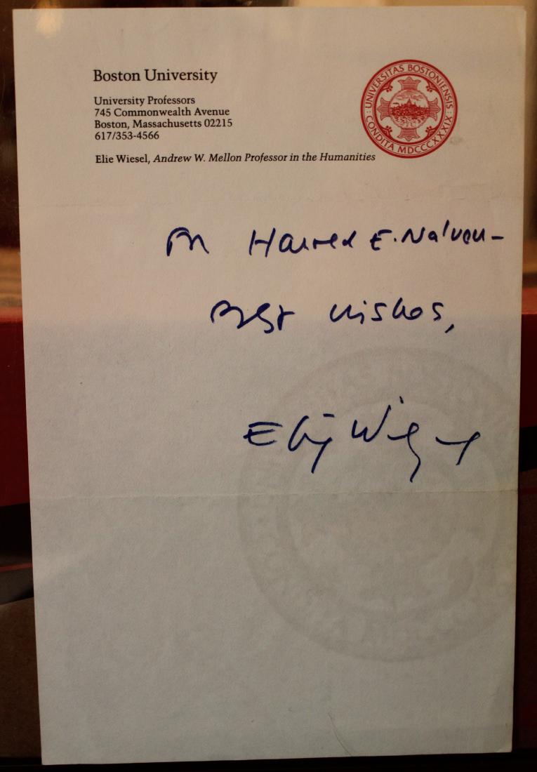 Elie Wiesel TLS Type letter signed (1 of 2)