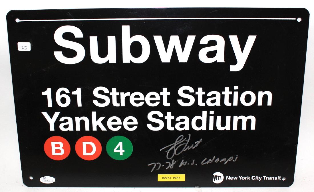 Subway Sign 161 St. Yankee Stadium Sgd Bucky Dent (1 of 3)
