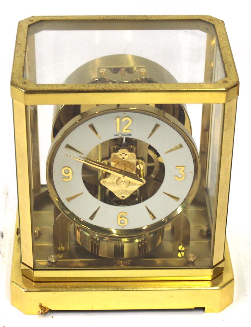 LeCoultre Glass and Brass Shelf Clock (1 of 4)