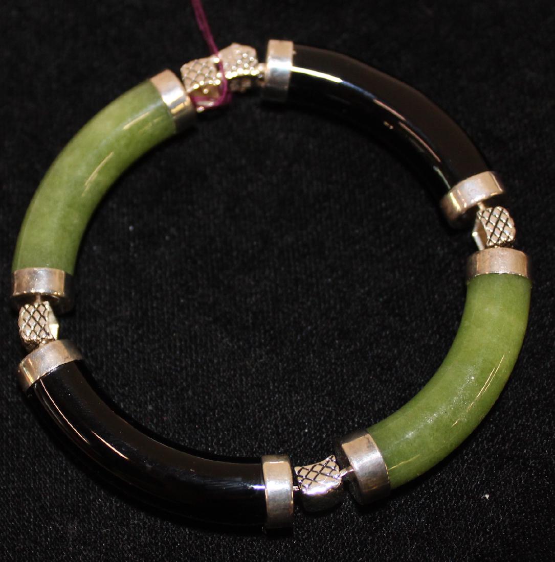 Jade, Onyx and Sterling Silver Bracelet (1 of 1)
