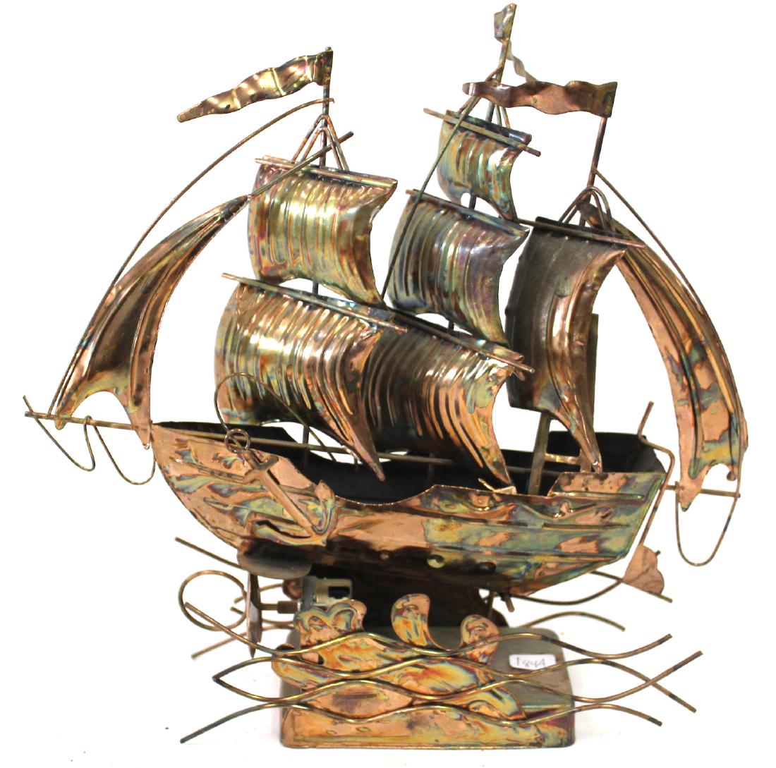 Unusual Copper Clipper Ship Music Box (1 of 2)