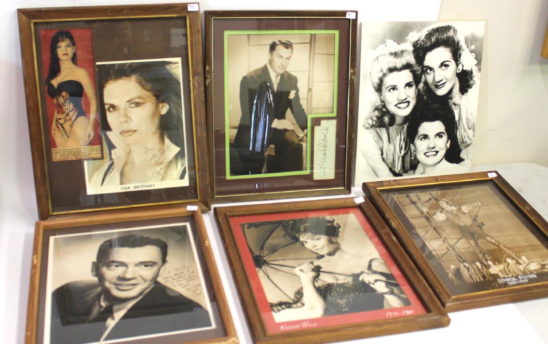 Collector's Vintage Photographs inc Sgd.(6): Natalie Wood; The Andrew Sisters (mounted on board for display); Errol Flynn; included in the lot is a signed Lisa Brittany photo, Gus, Thanks for everything, Lisa Brittany (American Ballet in New Yor
