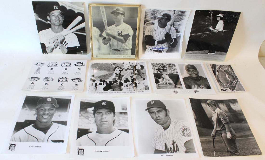 Collectors Lot of Vintage Sports Photos(12): Included in the lot is a Jake Gibbs New York Yankees photograph with a faint signature in ink; a Yankee Stadium NY photo on cardboard; lady golfers, Janet Coles and Kathy Martin; Detroit Tigers glossi