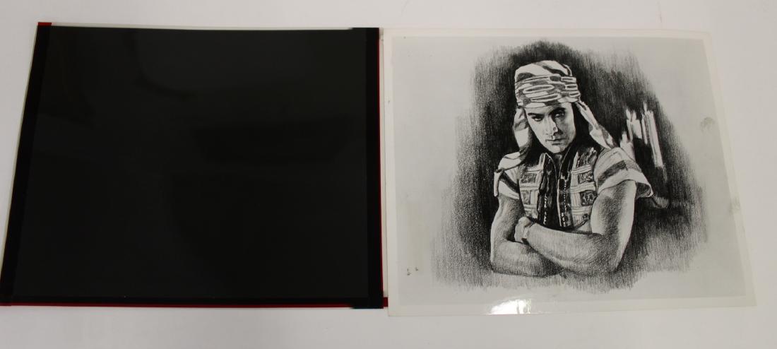 Vintage Photos inc. Valentino Drawing (2): Vintage photo of a Valentino drawing with backstamp for TV Time "Hollywood, The Golden Years" Also, DeMille, Griffith and Mack Sennett for "Memoirs of the Movies". Two photographs in the lot and both 